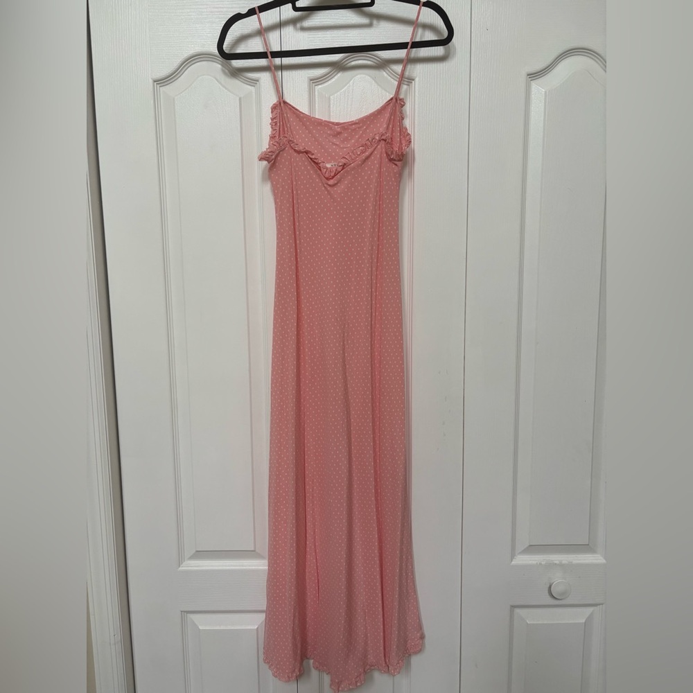 Doen 100% silk Pink Polka Dot Calsi Dress M - Picture 5 of 8